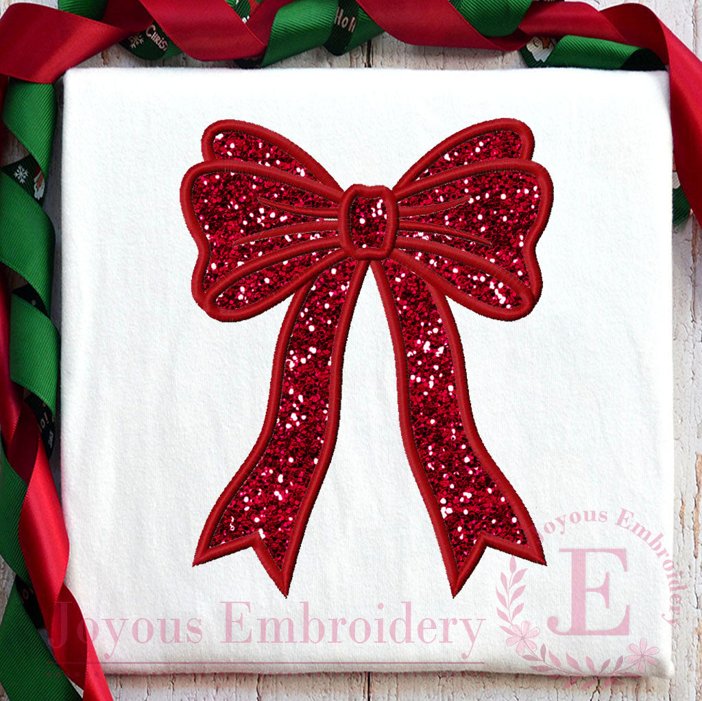 Side bow Applique Embroidery Design