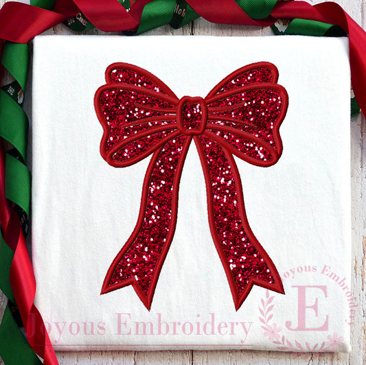 Side bow Applique Embroidery Design