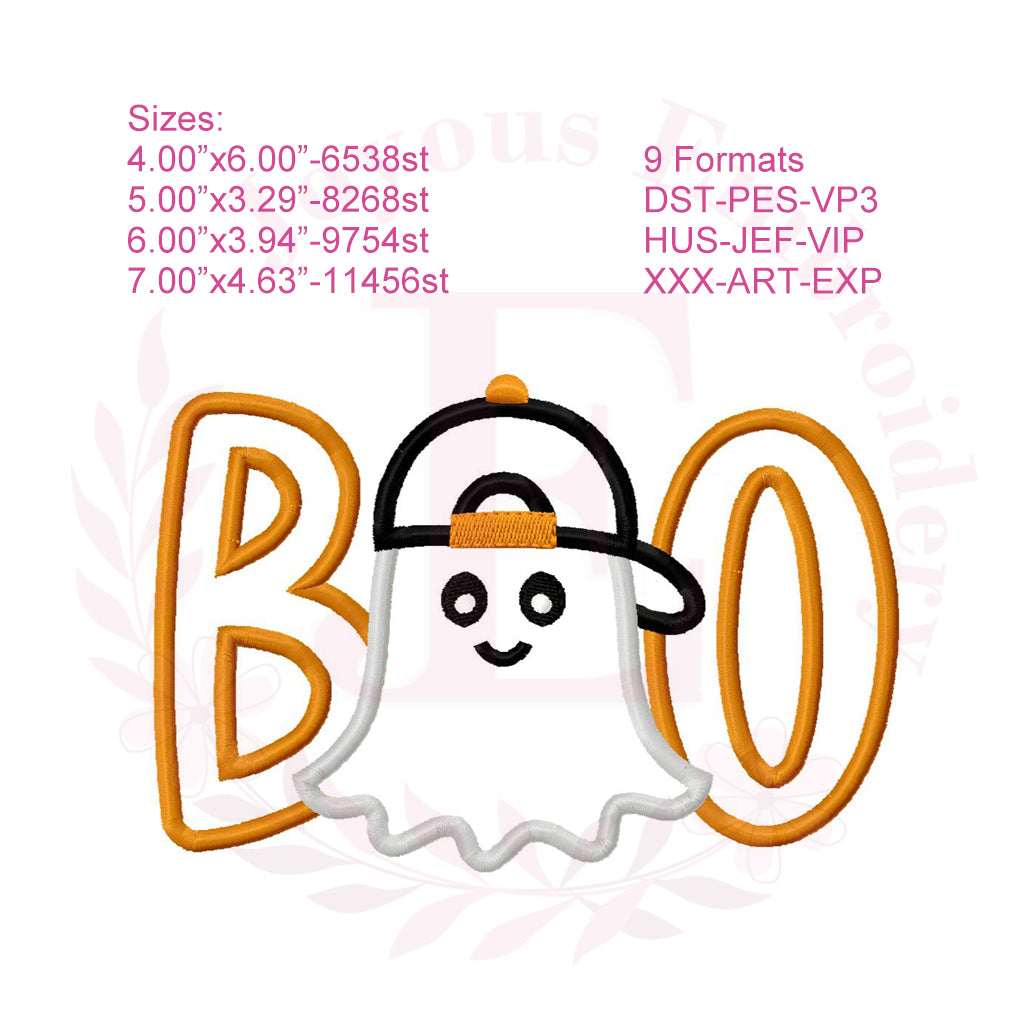 BOO Ghost Applique Embroidery Design