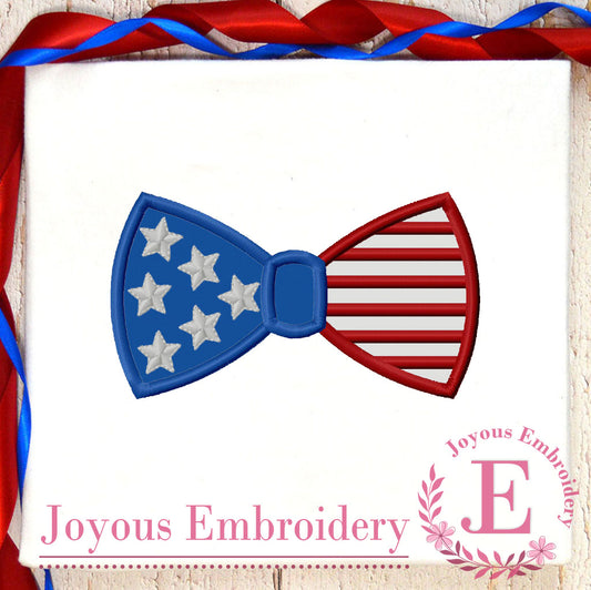 4th of July Flag Bow Tie Applique Embroidery Design