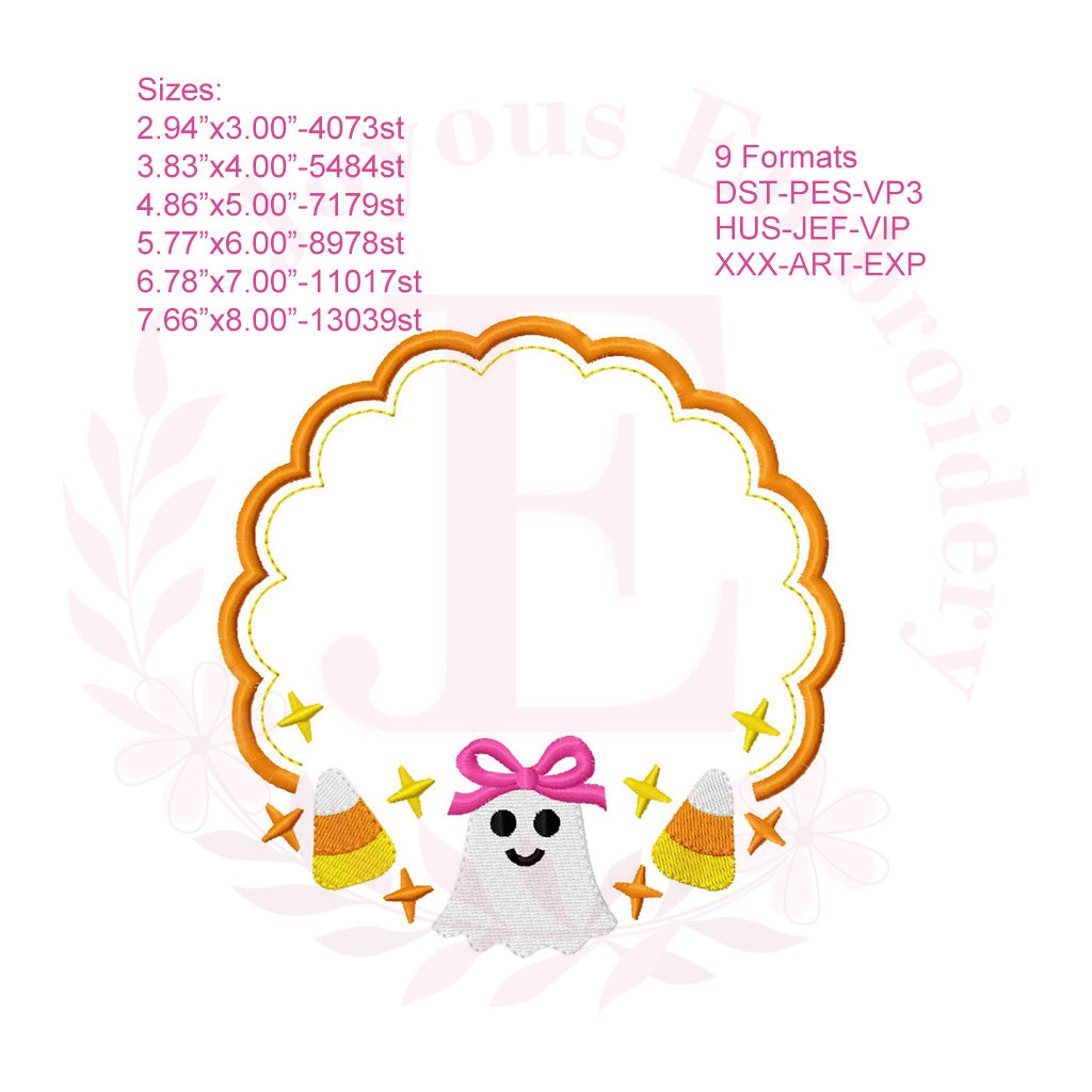 Halloween Ghost Frame Embroidery Design