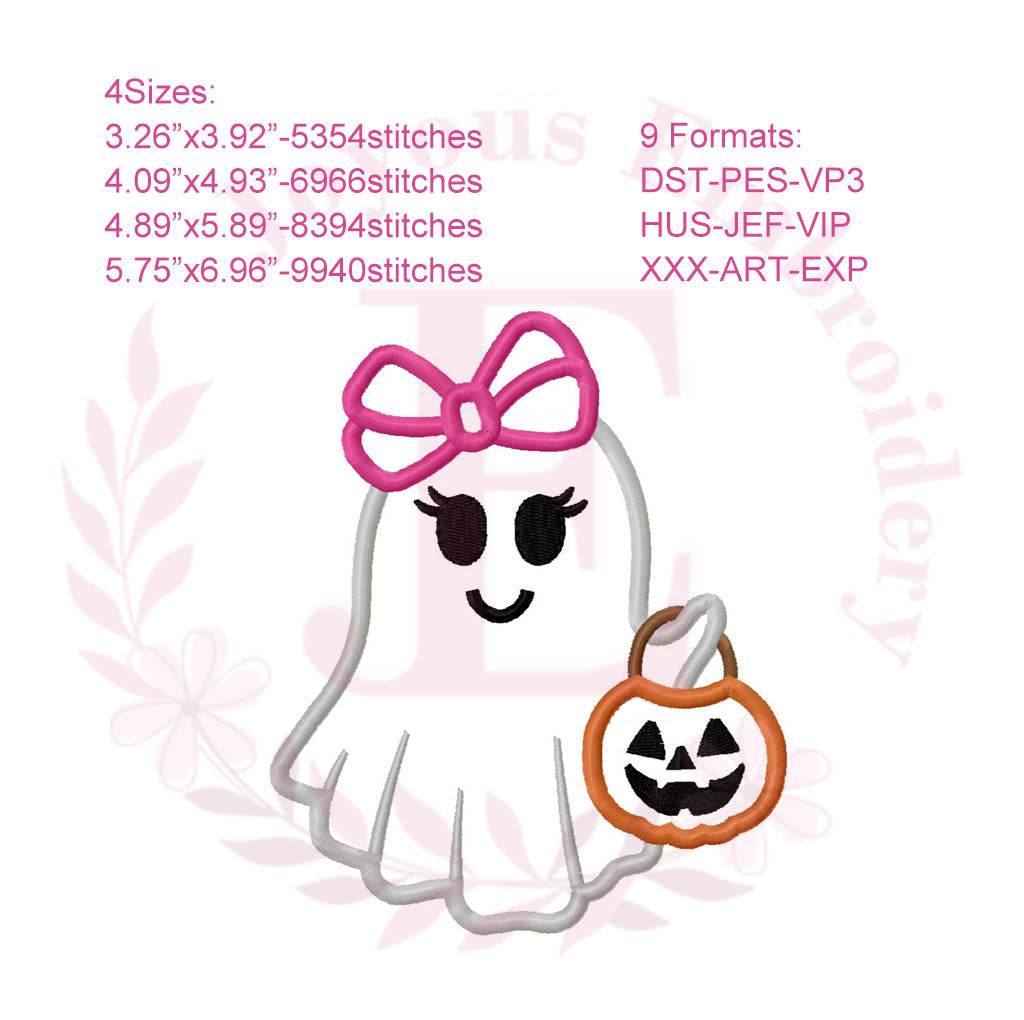 Halloween Ghost Girl Machine Embroidery File