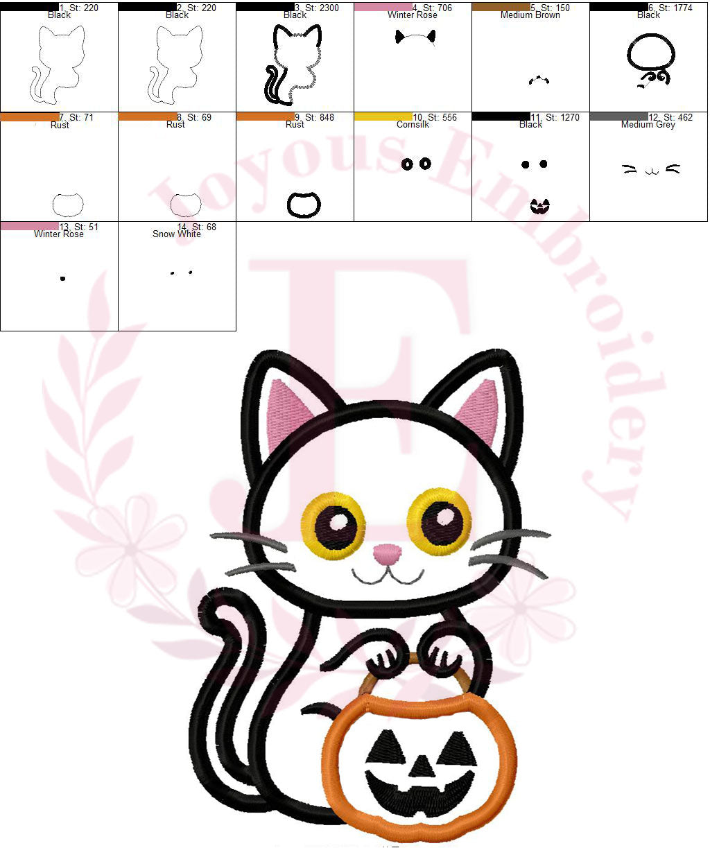 Halloween Cat Machine Embroidery Design