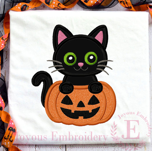 Halloween Cat Applique Machine Embroidery Design