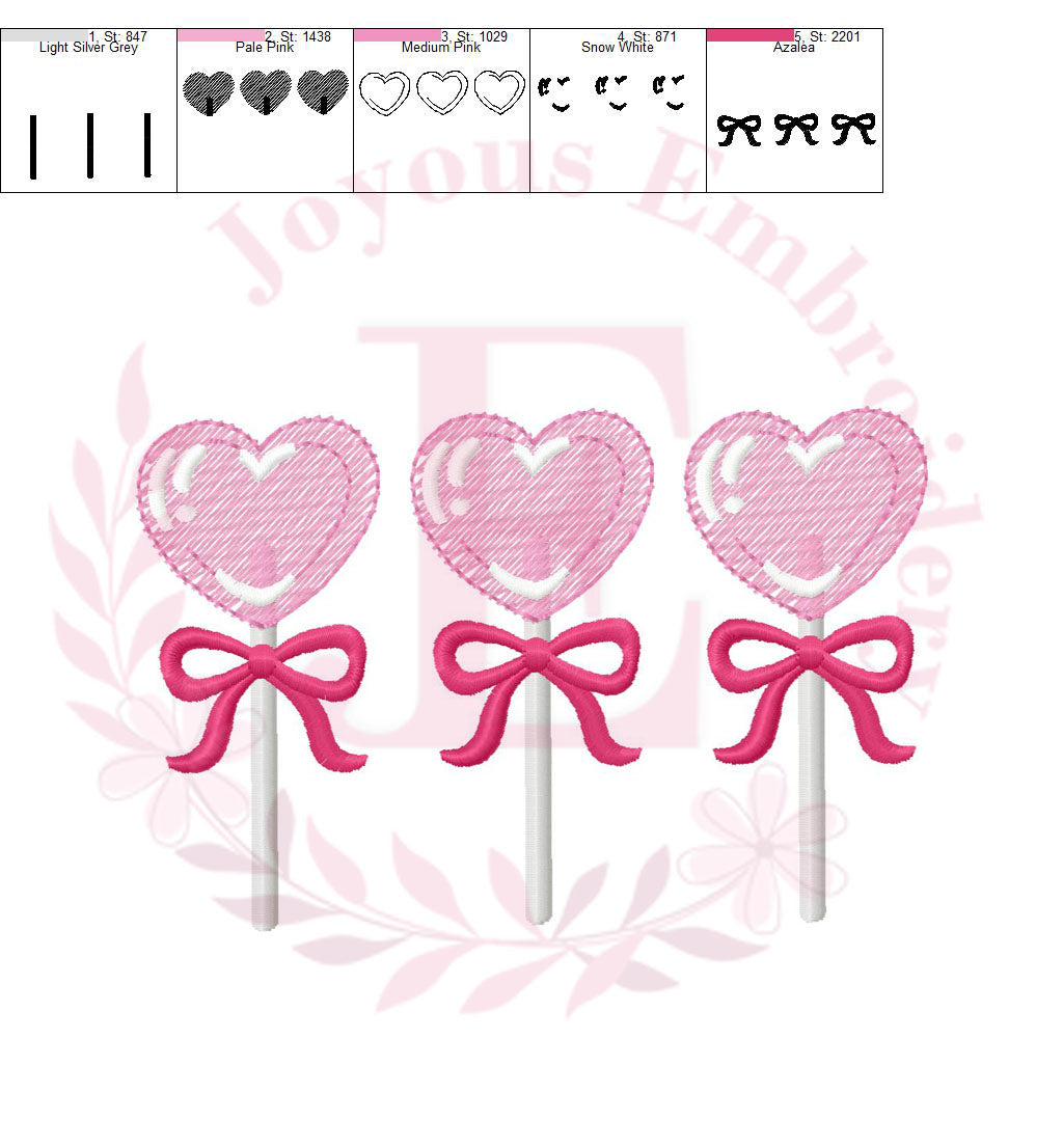 Heart Lollipop Machine Embroidery File