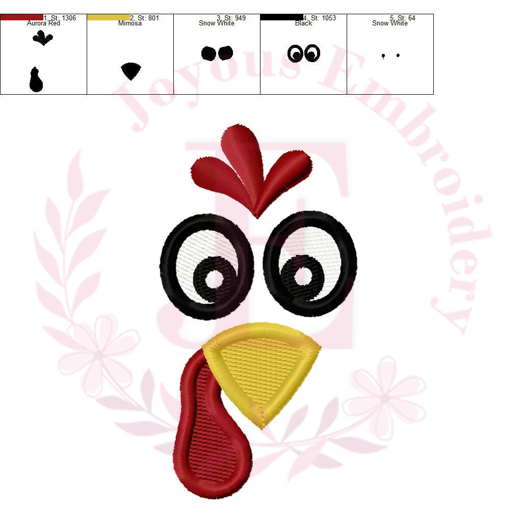 Turkey Face Filled stitch Embroidery Design