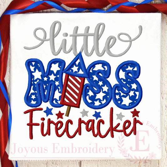 Little Miss Firecracker Machine Applique Embroidery Design