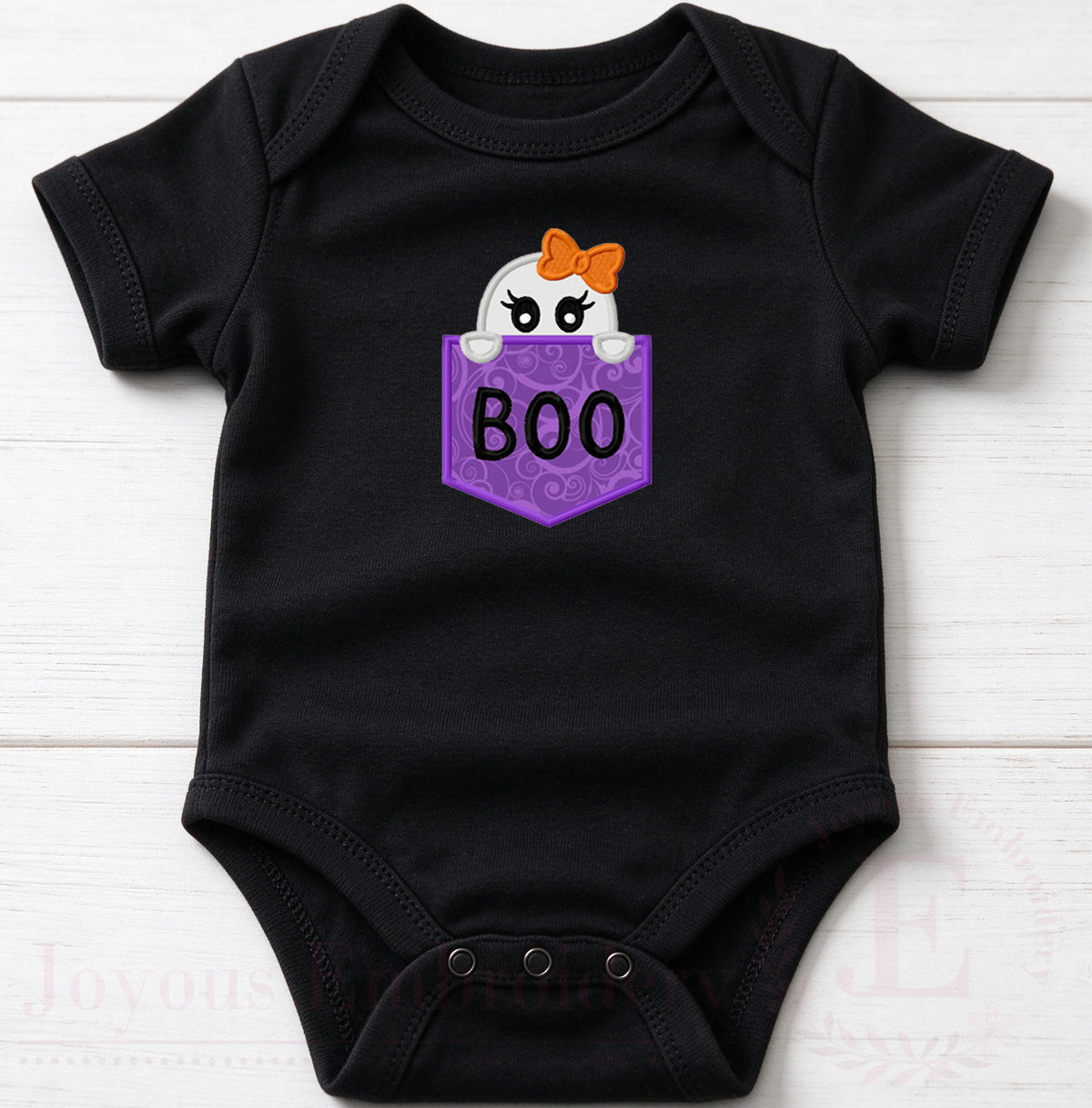 Pocket Ghost Applique Machine Embroidery Design
