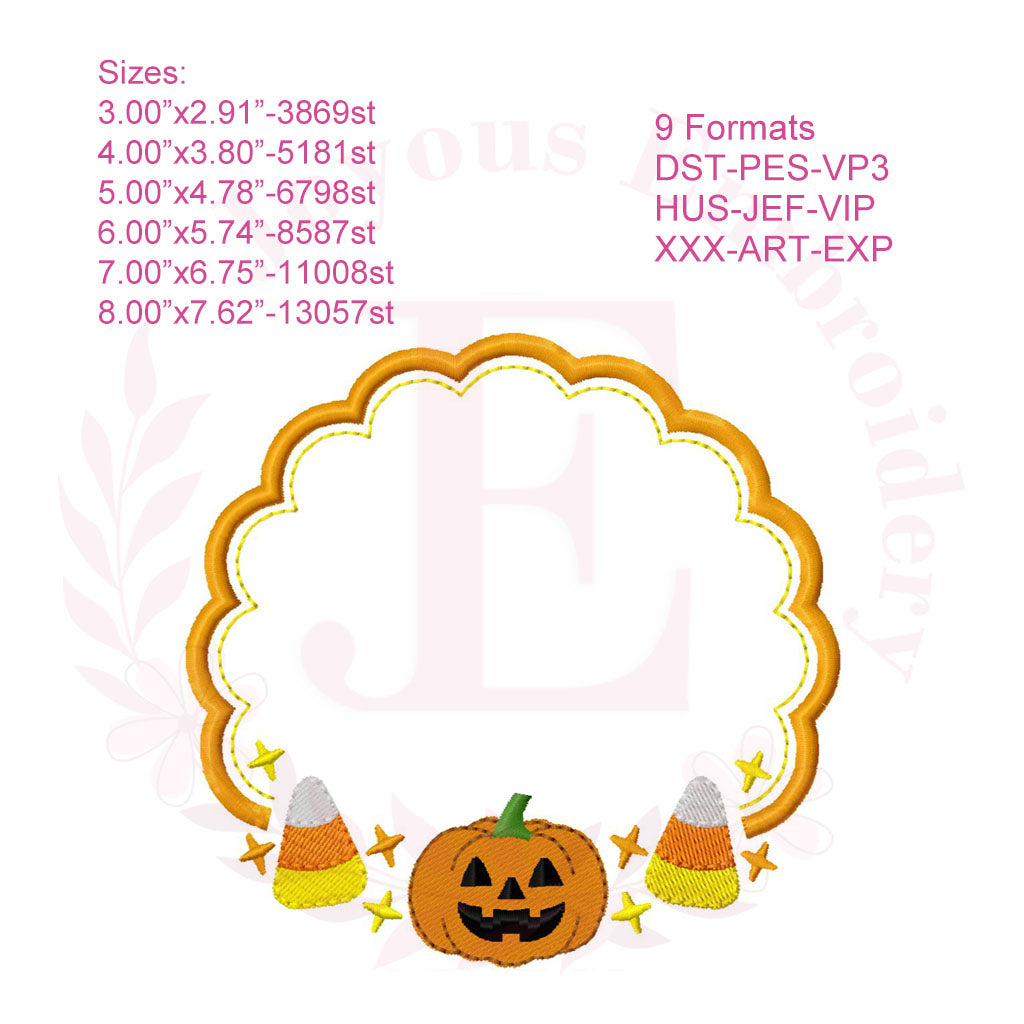 Halloween Monogram Frame Embroidery Design