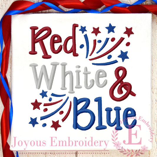 Red White and Blue Embroidery Design