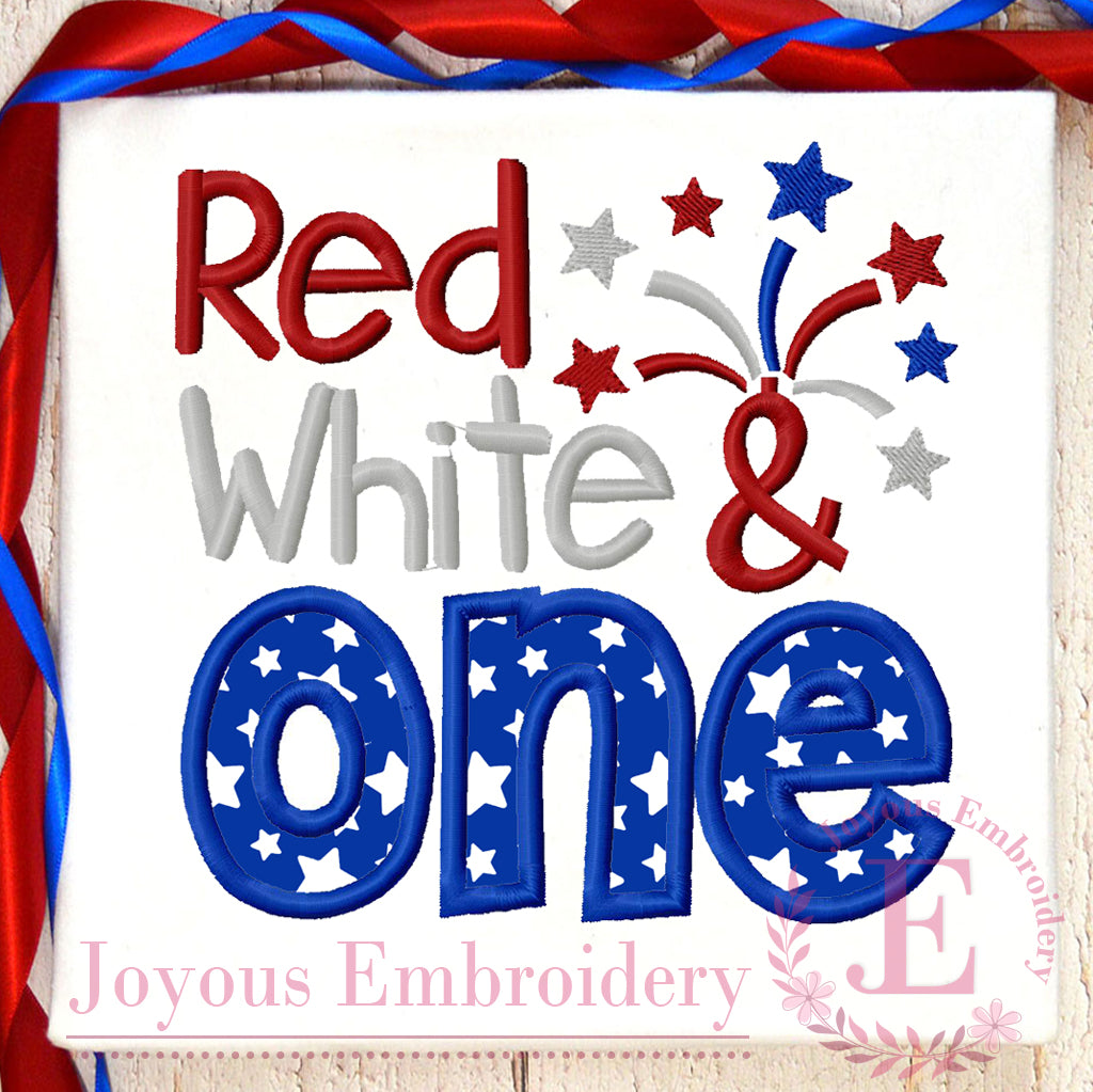 Red White and One Applique Embroidery Design