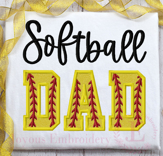 Softball DAD Applique Embroidery