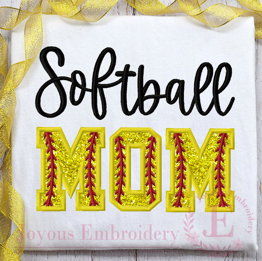 Softball MOM Applique Embroidery