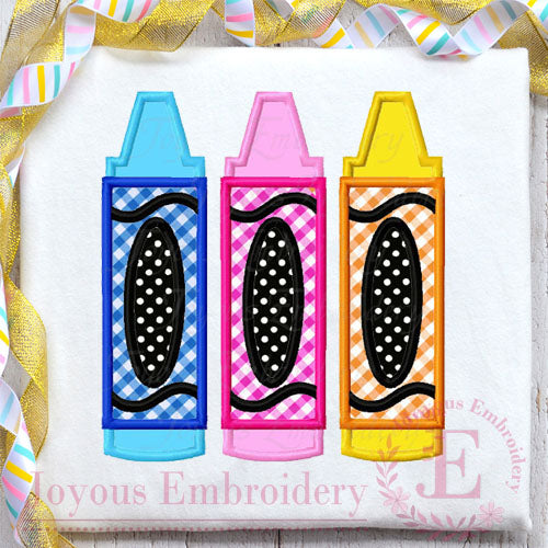 Crayons Applique Machine Embroidery Design