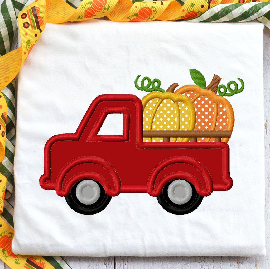 Truck with Pumpkin Embroidery File