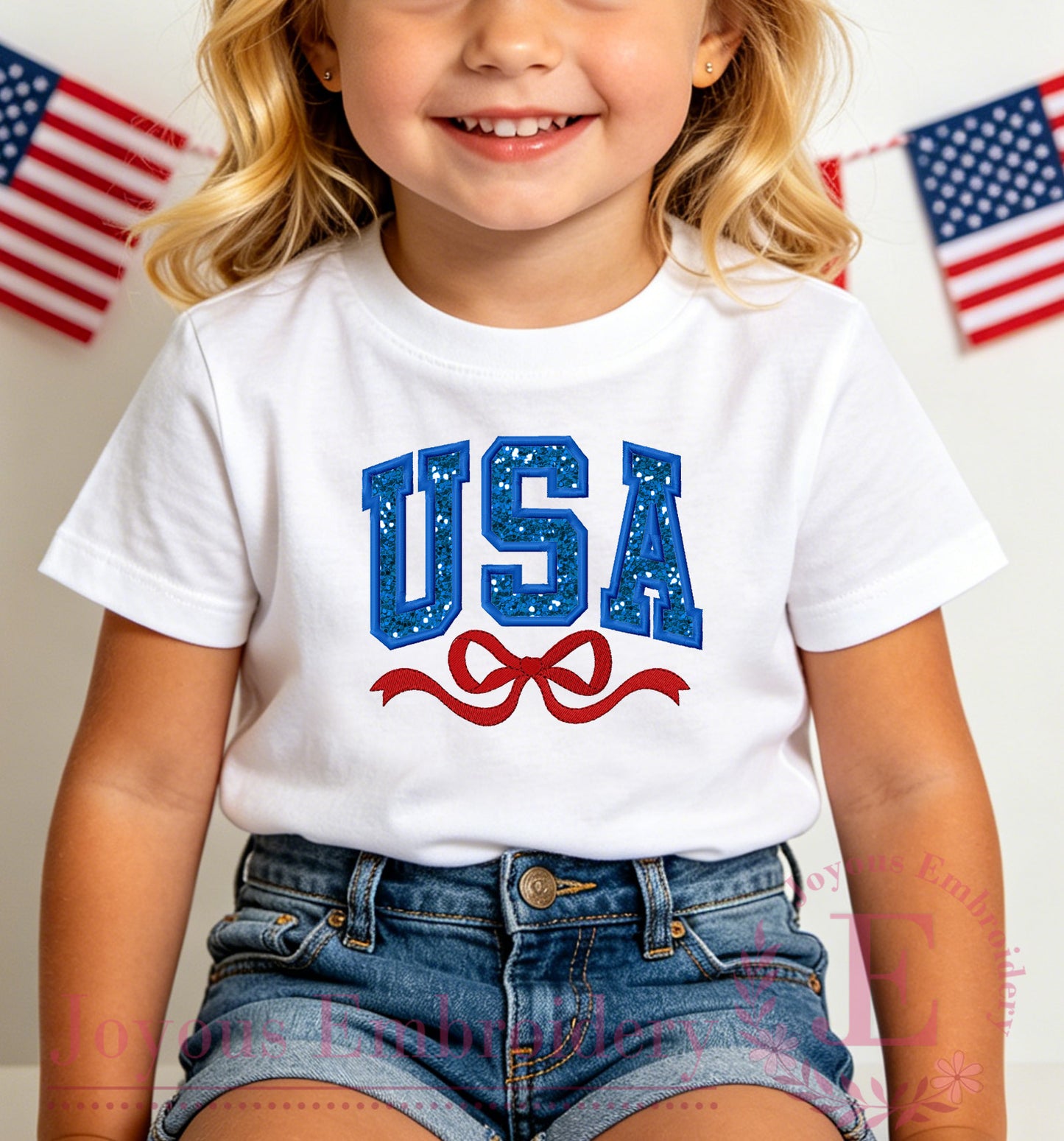 USA Bow Applique Embroidery Design, Patriotic Bow Embroidery File, America USA Machine Embroidery File