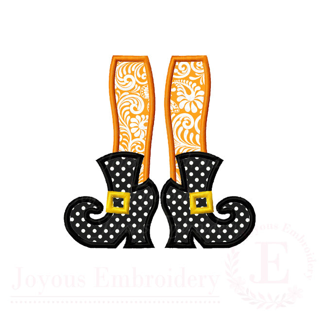Halloween Witch Boots Applique Embroidery Design