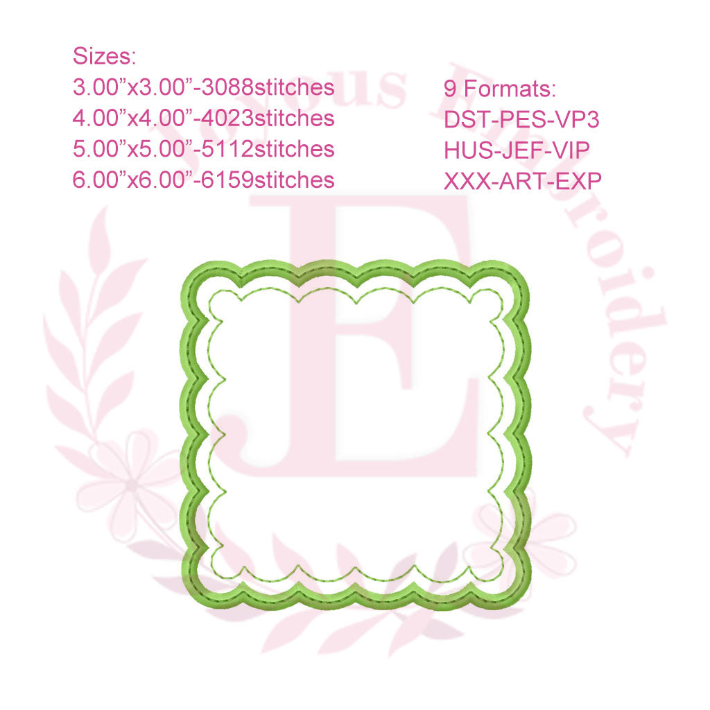 Frame Applique Embroidery Design Bundle,Circle Square Rectangle Oval Frame Embroidery File