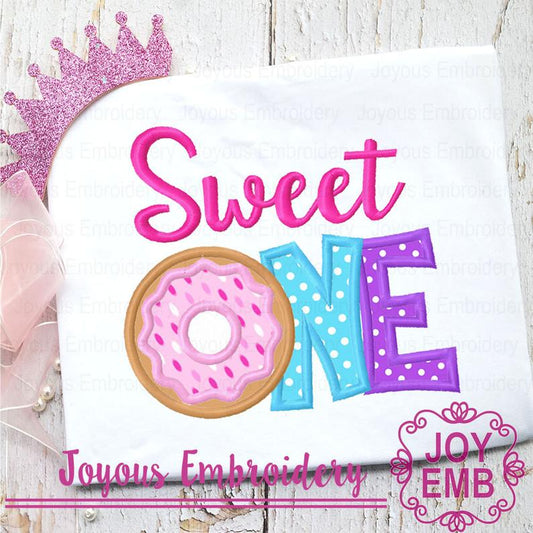 Birthday Donut One Applique Machine Embroidery Design NO:1509