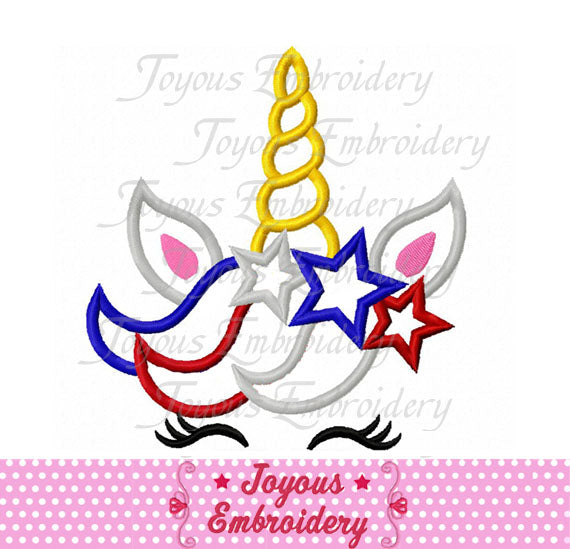 4th of July Unicorn Applique Machine Embroidery Design NO:2477