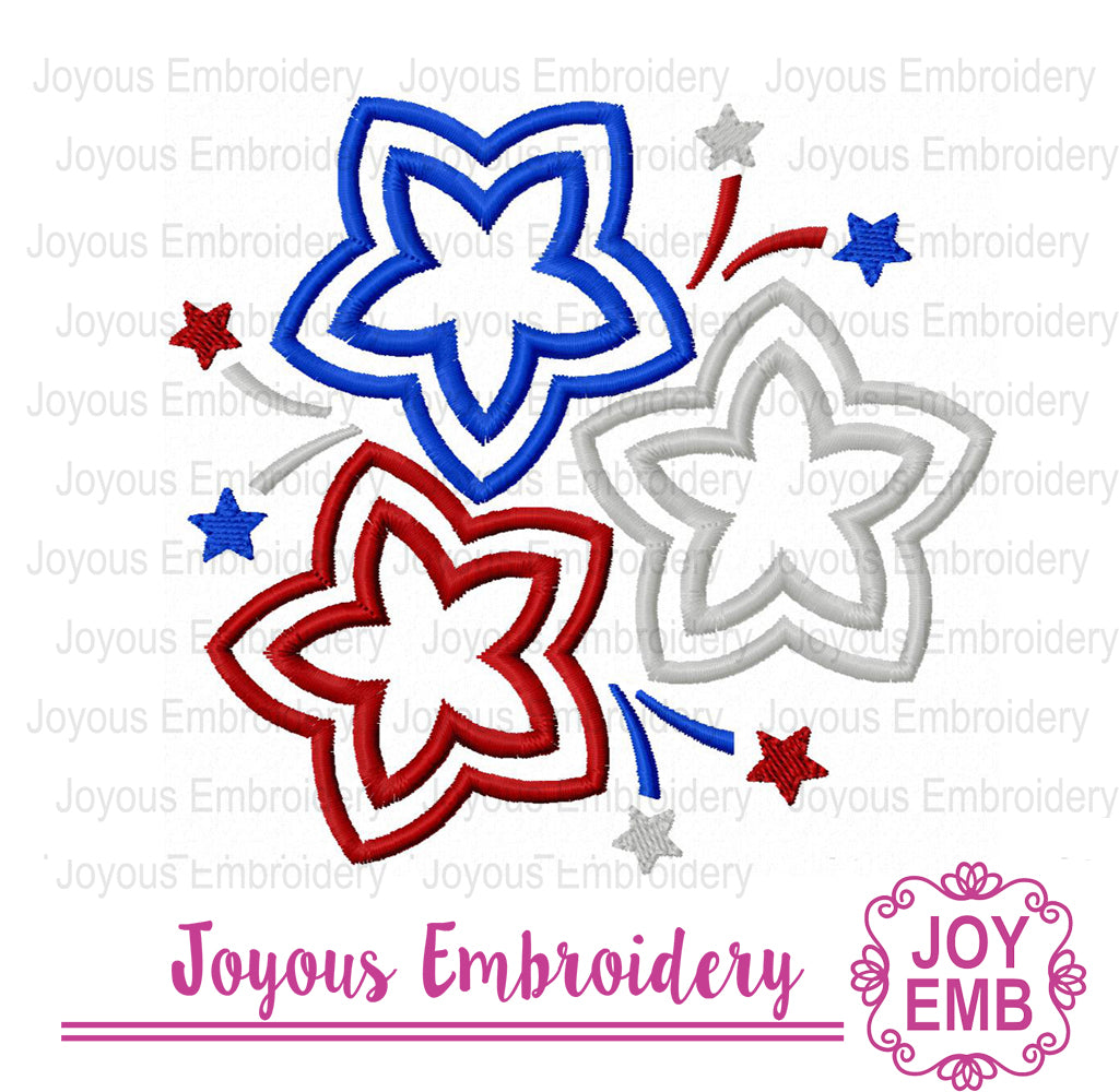 4th of July Star Applique Machine Embroidery Design