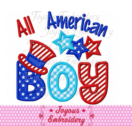 Instant Download 4th of July All American Boy Applique Embroidery Design NO:1725