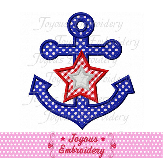 Anchor With Star Applique Embroidery Machine Design NO:1712