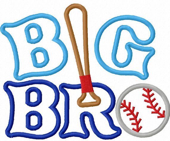 Big Brother With Baseball Applique Machine Embroidery Design NO:1289 ...