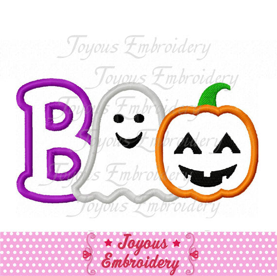 Halloween Boo With Ghost Pumpkin Applique Machine Embroidery Design NO:2185