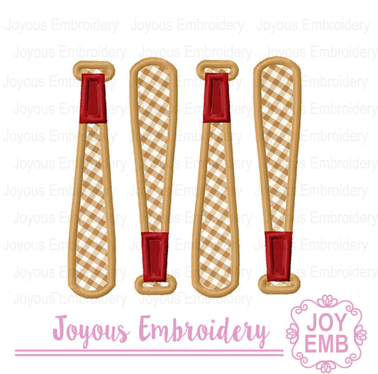 Baseball bat Applique Machine Embroider Design