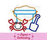Instant Download Beach Bucket With Crab Applique Machine Embroidery Design NO:2133
