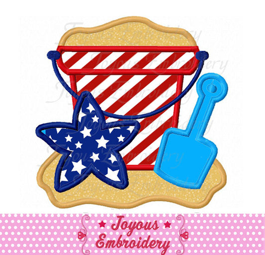 Instant Download Beach Bucket Starfish Applique Machine Embroidery Design NO:2134