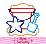 Instant Download Beach Bucket Starfish Applique Machine Embroidery Design NO:2134