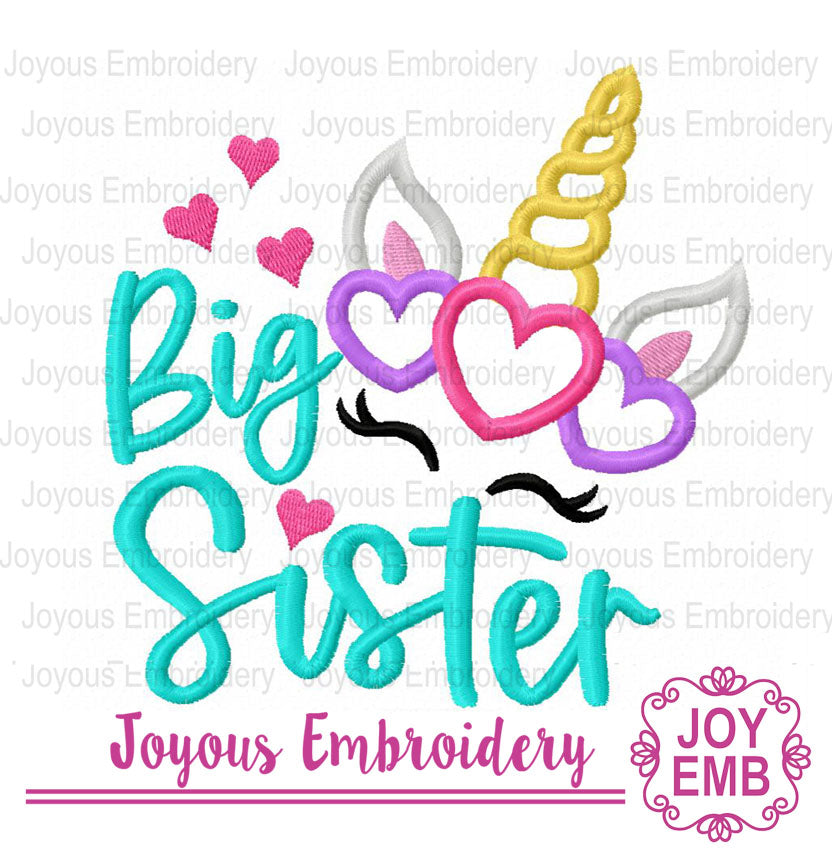 Big Sister Unicorn Applique Machine Embroidery Design