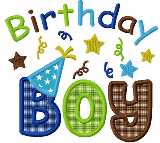 Birthday Boy Applique Machine Embroidery Design NO:1165