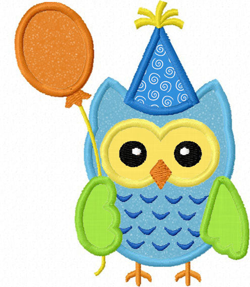 Birthday owl Applique Machine Embroidery Design NO:1167