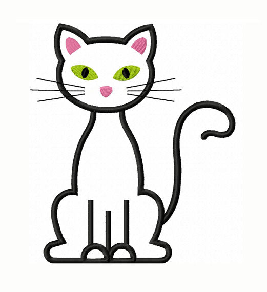Black Cat Applique Machine Embroidery Design NO:1362