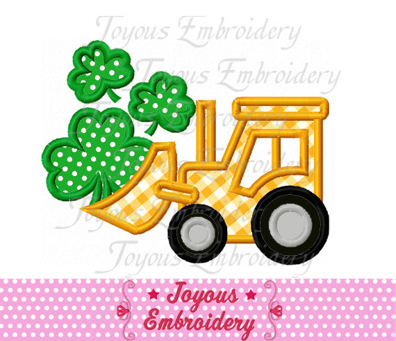 St.Patrick's Day Bulldozer Clover Applique Machine Embroidery Design NO:2443