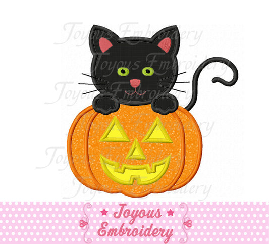 Halloween Cat With Pumpkin Applique Machine Embroidery Design NO:1417