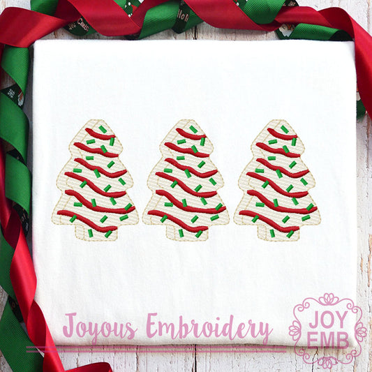 Christmas Tree Debbie Cake Sketch Stitch Machine Embroidery