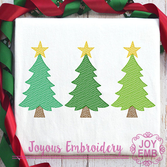Christmas Tree Sketch Stitch Machine Embroidery Design