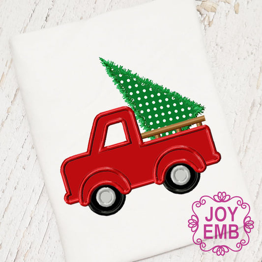 Christmas Tree Truck Applique Machine Embroidery Design NO:2647