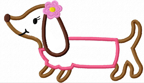 Dachshund Dog Applique Machine Embroidery Design NO:1152