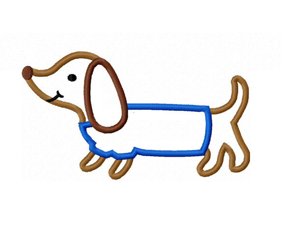Instant Download Dachshund Applique Machine Embroidery Design NO:1404