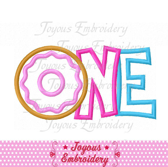 Birthday Donut One Applique Machine Embroidery Design NO:1509