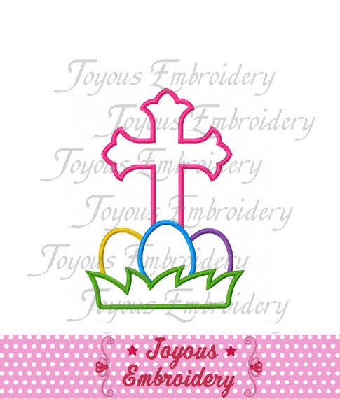 Easter Eggs Cross Applique Machine Embroidery Design NO:1489