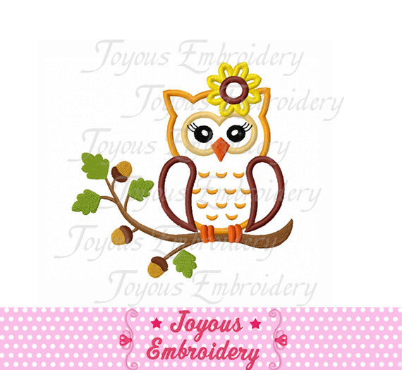 Fall Girl Owl Applique Machine Embroidery Design NO:1396