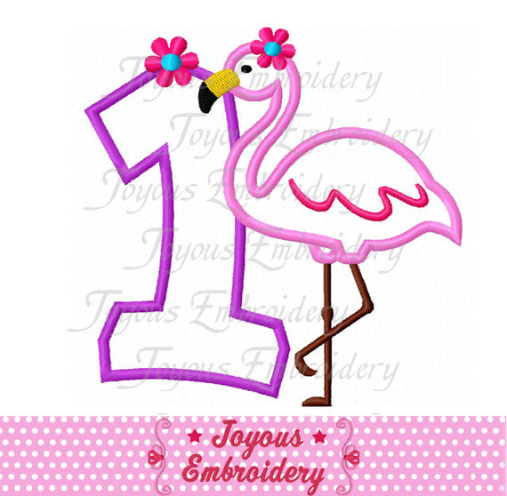 Flamingo Number 1 Applique Machine Embroidery Design NO:2140