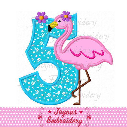 Flamingo Number 5 Applique Machine Embroidery Design NO:2140