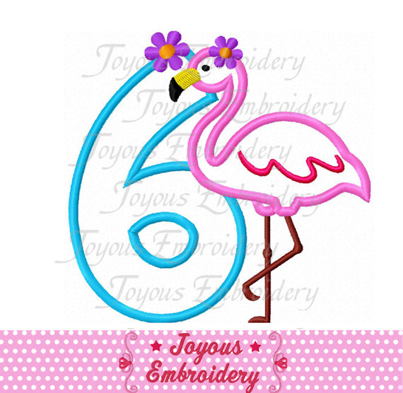 Flamingo Number 6 Applique Machine Embroidery Design NO:2140